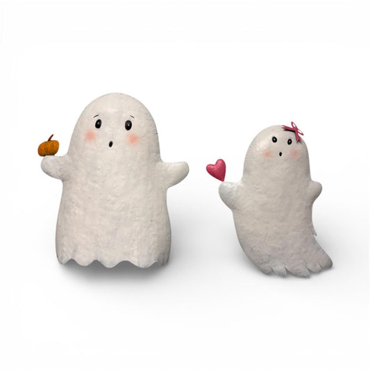 Cutesy Metal Ghost Wall/Wreath Hanging (set of 2) 16"/14.5" | FH