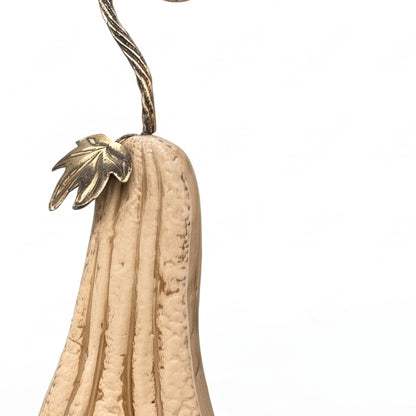 Perfect Antiqued Cream Metal Pumpkin w/ Metallic Leafing (Set of 2) 33.5" & 43.5" | FH