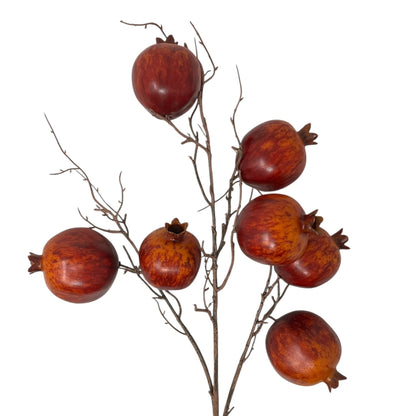 Faux Botanical Pomegranate Stem 34" - Red Orange | YS