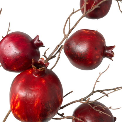 Faux Botanical Pomegranate Stem 34" - Deep Red | YS