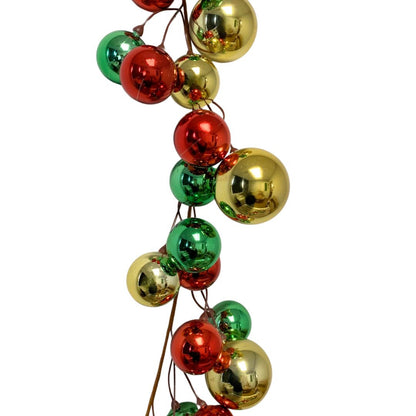 Christmas Traditions Red/Green/Gold Ball Garland 6' | YK