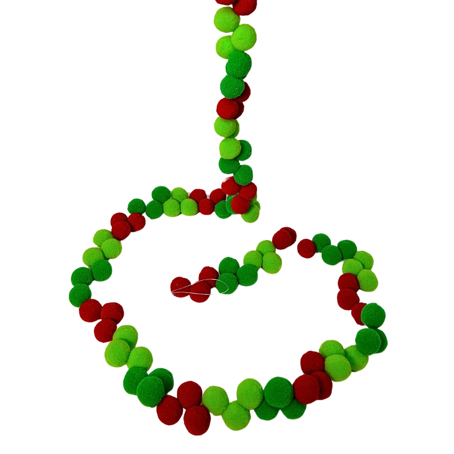 Perfect Pom Pom Ball Garland - Red/Green 72” |KS