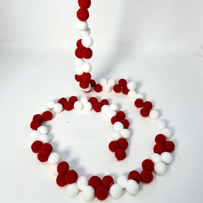 Perfect Pom Pom Ball Garland - Red/White 72” |KS
