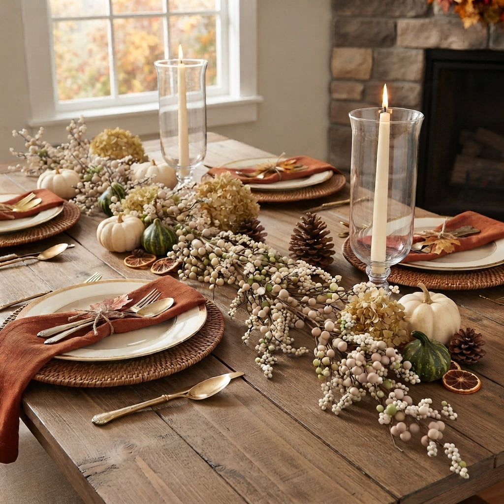 Cream/Green Berry Mix Garland 60" | KS