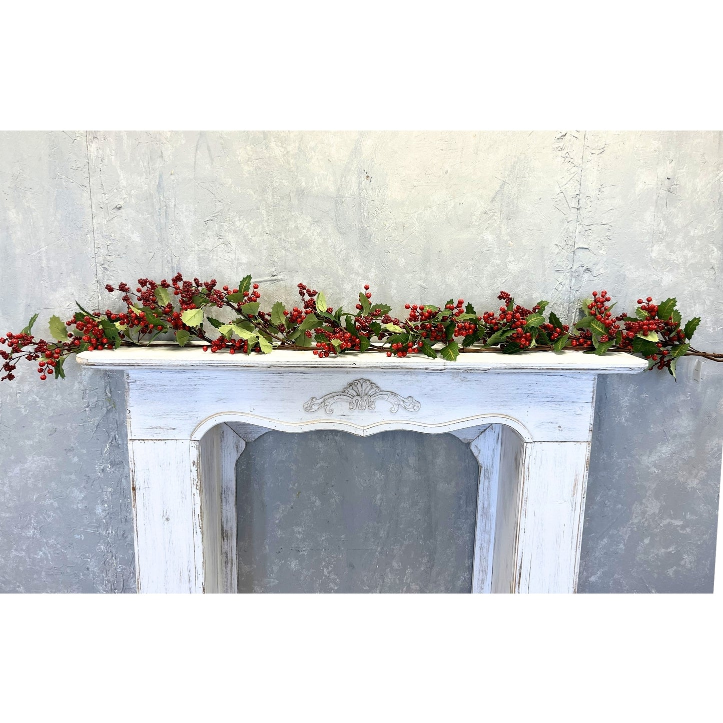 Christmas Traditions Holly Berry Garland w/ gold Veins 72" | KS