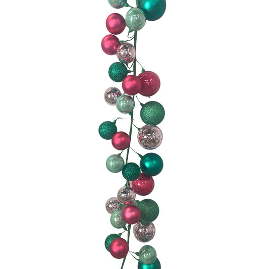 70.8'' Mix Finish (Mercury,Candy Apple,Matte,Glitter) Christmas Balls Garland | LC