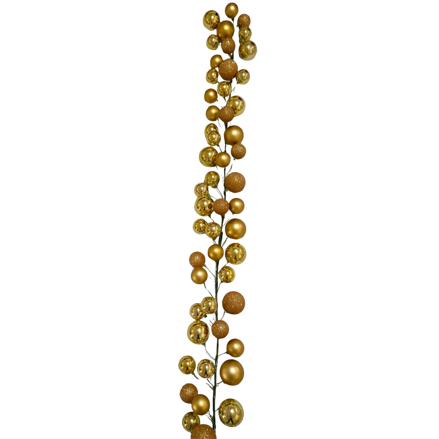 70.8" Metallic Gold Plastic Ball Garland/Shiny/Matte/Mercury/Glitter Finish w/ 70mm - 100mm | LC