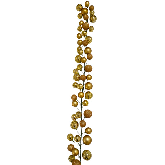 70.8" Metallic Gold Plastic Ball Garland/Shiny/Matte/Mercury/Glitter Finish w/ 70mm - 100mm | LC