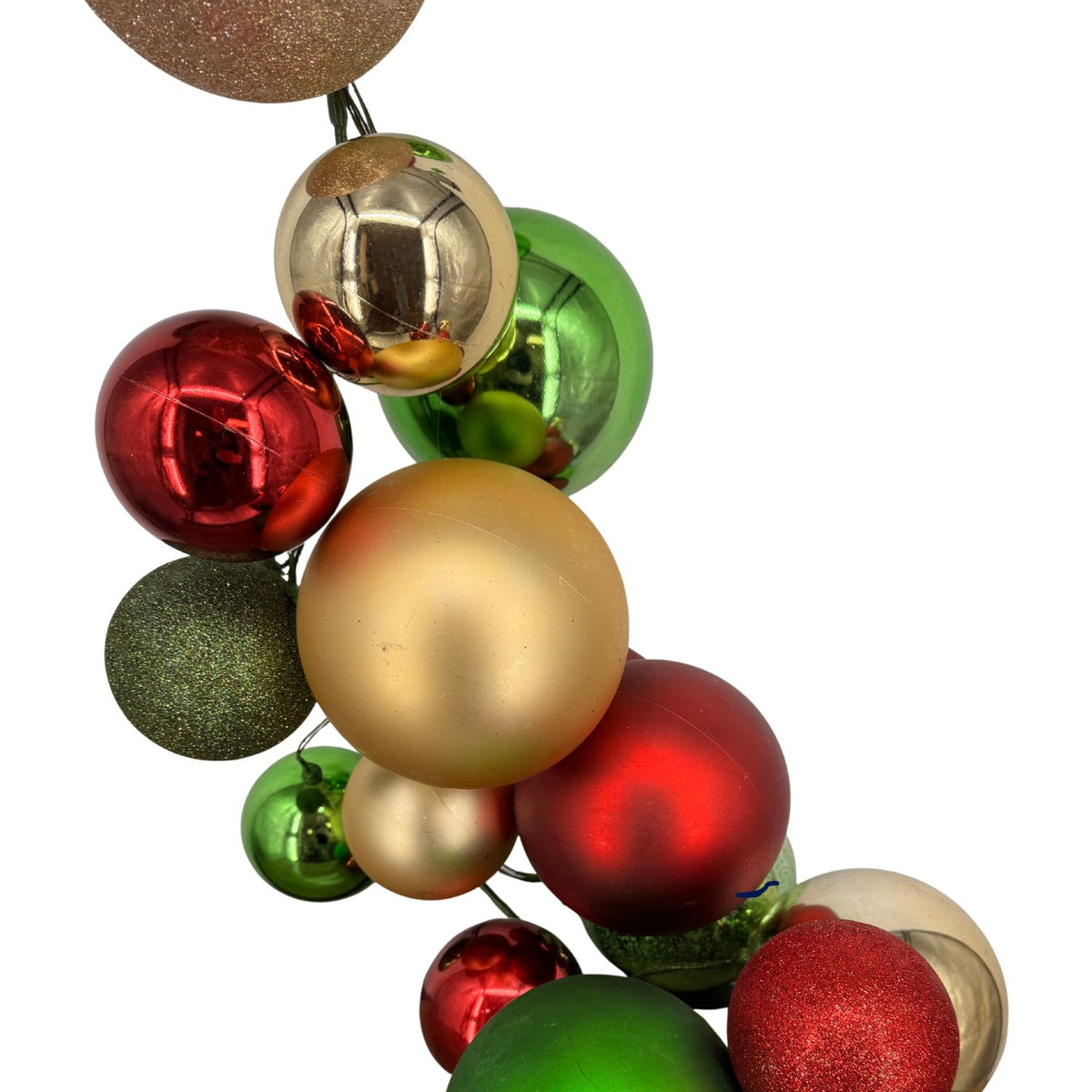 70.8" Red/Green/Metallic Gold Plastic Ball Garland/Shiny/Matte/Mercury/Glitter w/ 100mm - 150mm Balls | LC