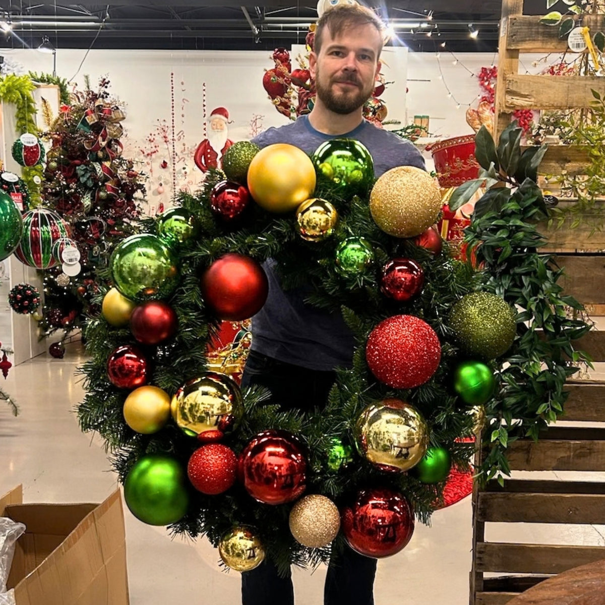 70.8" Plastic Ball Garland Red/Green/Metallic Gold/Shiny/Matte/Mercury/Glitter w/ 100mm - 150mm Balls | LC
