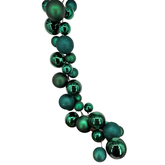 70.8" Ball Garland Hunter Green Mix w/ 100mm - 150mm Balls | LC