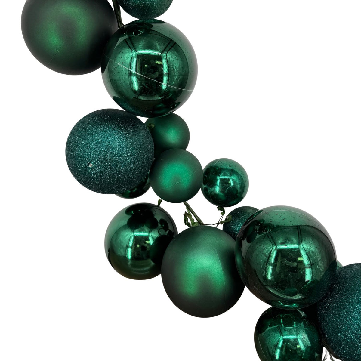 70.8" Ball Garland Hunter Green Mix w/ 100mm - 150mm Balls | LC