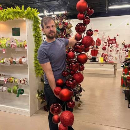 70.8" Plastic Ball Garland Blood Red Mix w/ 100mm - 150mm Balls | LC