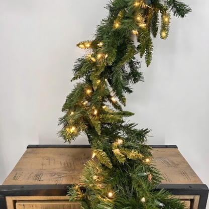 14" x 9' Mixed Pine Garland 282T w/ 100 LED lights | HT