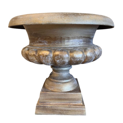Gresham Cast Aluminum Urn 18" x 15" in Bronze Whitewashed  | DCH22