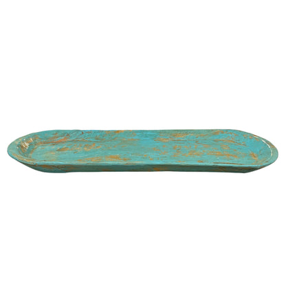 Grande Wood Dough Bowl in Aqua