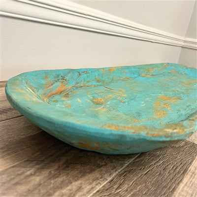 Grande Wood Dough Bowl in Aqua