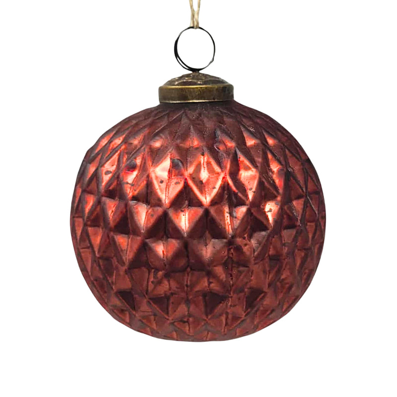 Mercury Glass Ornaments 4" (Assorted)- Burgundy | SB