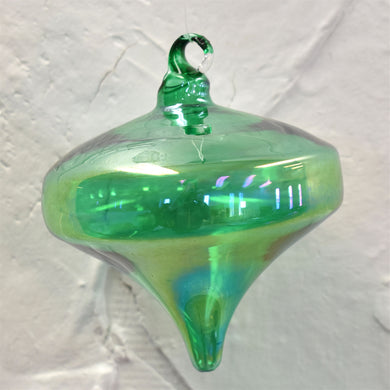 Iridescent Blown Glass Onion Finial Ornament - Emerald Green 3