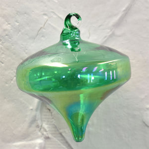 Iridescent Blown Glass Onion Finial Ornament - Emerald Green 3"x3"x4"  | LC