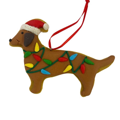 Decked out Weenie Dog Ornament Asst. x2 - 4-4.5" x 3-3.25" | YK