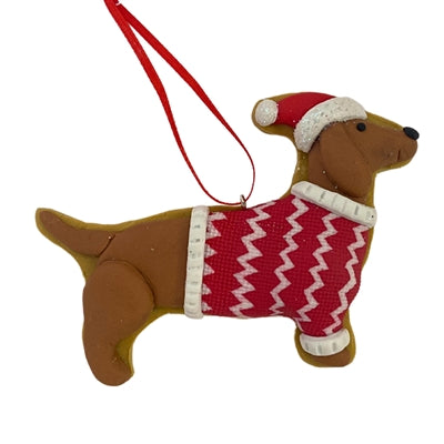 Decked out Weenie Dog Ornament Asst. x2 - 4-4.5" x 3-3.25" | YK