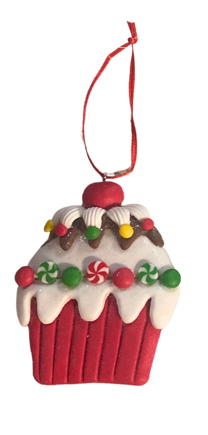 INDIVIDUAL Christmas Cupcake Orn.- 3"H x 2.5"W  | YK