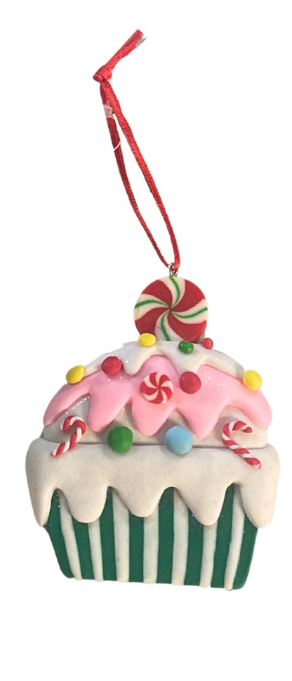 INDIVIDUAL Christmas Cupcake Orn.- 3"H x 2.5"W  | YK