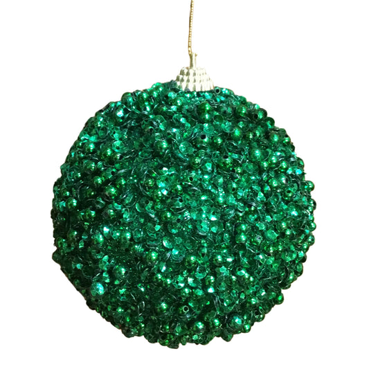 4" Dazzling Sequin/bead Ball - Dark Green | YK