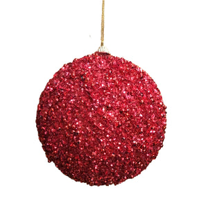 4" Dazzling Sequin/bead Ball - Red | YK