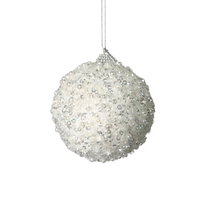 4" Dazzling Sequin/bead Ball - White | YK