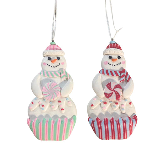 Peppermint Snowman Cupcake Orn. 5" X 2.5" - INDIVIDUAL