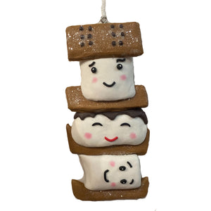 Marshmallow Stacked S'mores Ornament 5"H x 2.5"W