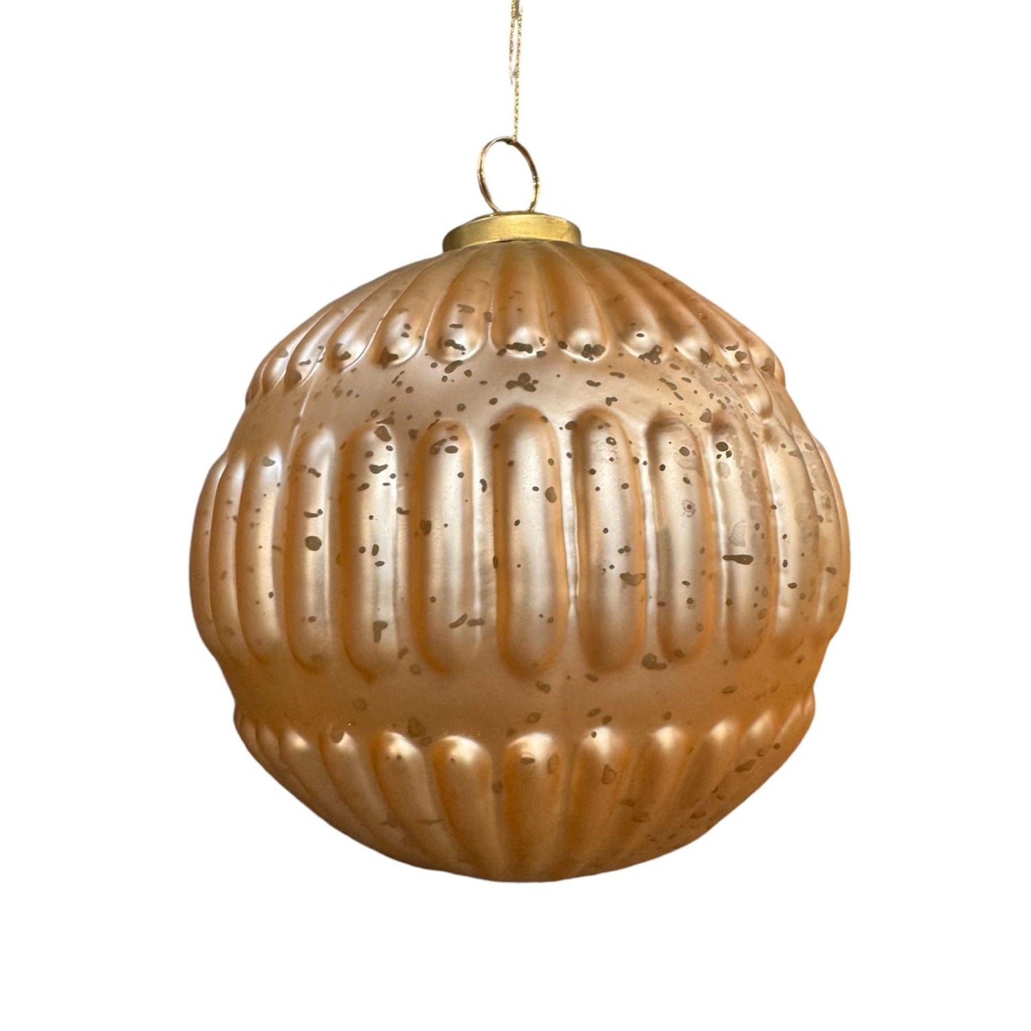 Glass Rice Ball Ornament 5" - Matte Rose/Gold | SB