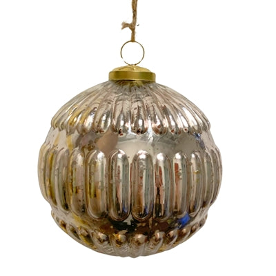 Glass Rice Ball Ornament 5" Shiny - Rose/Gold | SB