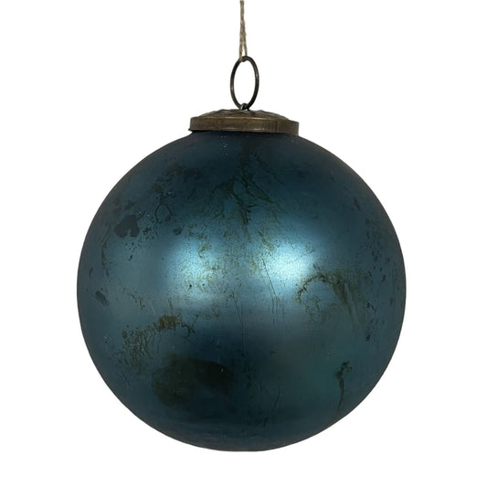 Matte Marbled Glass Ball 4'' - Blue