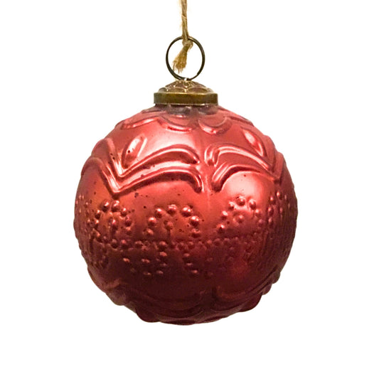 Mercury Glass Ornaments 4" (Assorted)- Burgundy | SB