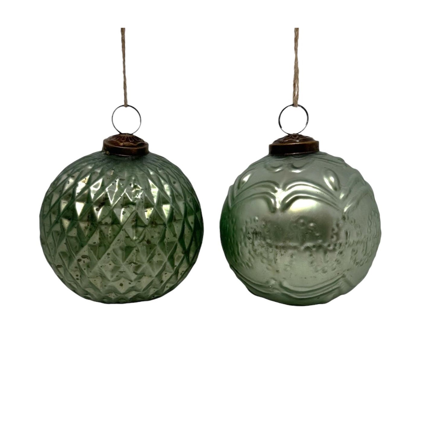 Mercury Glass Ornament 4" (Set of 2) -Sage | SB