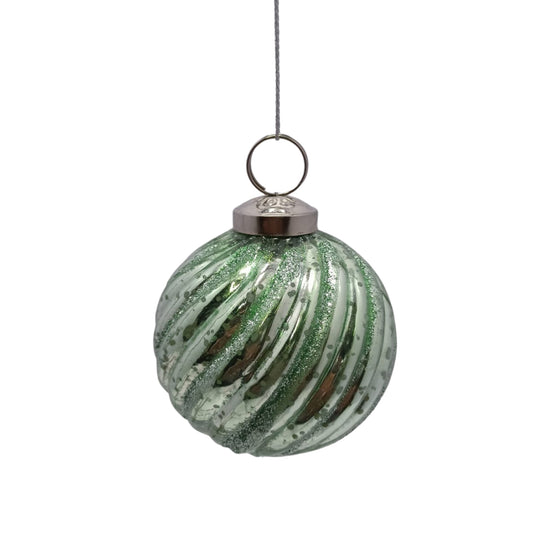 3'' Mercury Glass Ball with Glitter design - Lt. Blue