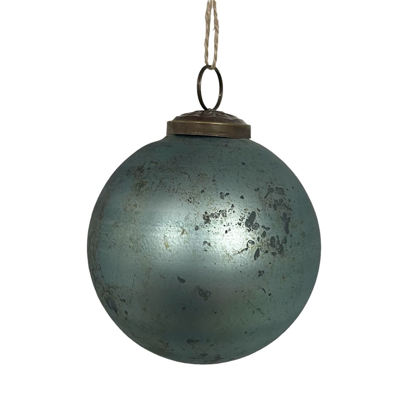 Mercury Glass Matte Finish ball Ornament- 4'' Lt. Teal