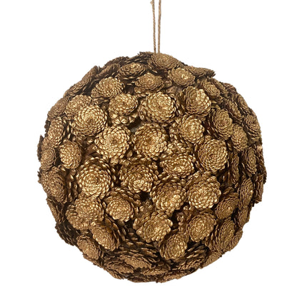 16'' Bronze Natural Pine Cones Ball Ornament | LC