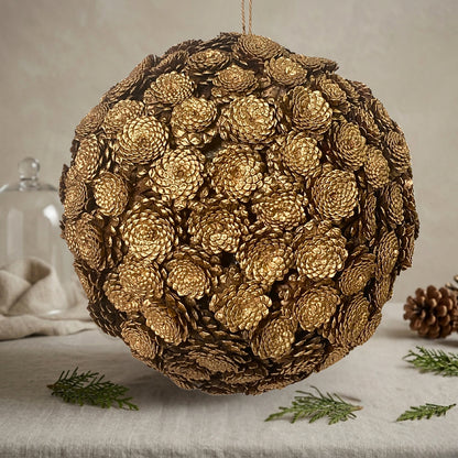 20'' Bronze Natural Pine Cones Ball Ornament | LC