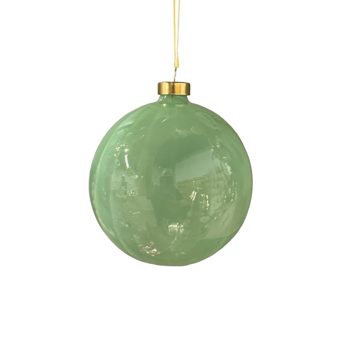 Green Sheer Striped Ball Ornament 5” | LC