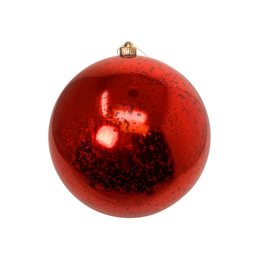 Plastic Mercury Shiny Ball Ornament 4”  Red | LC