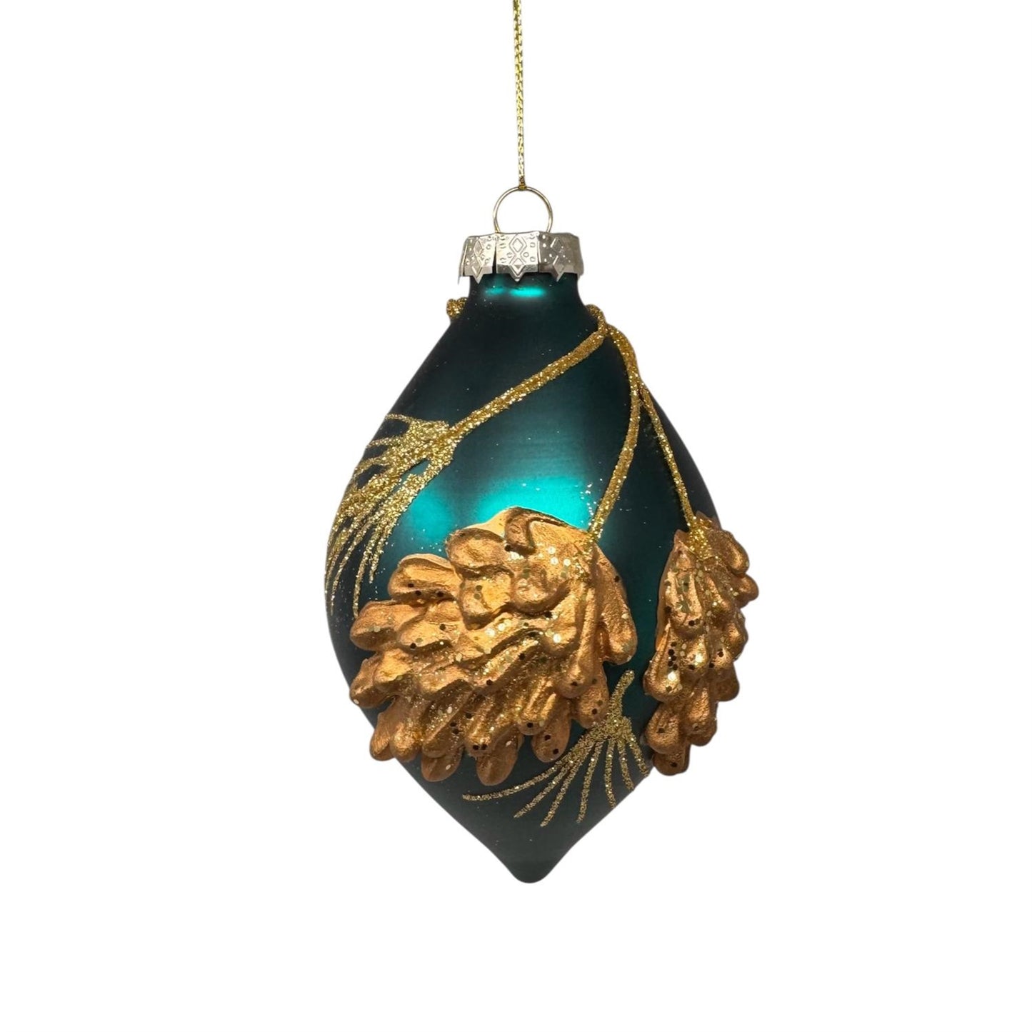 Teal Elegance Glass Finial Ornament 3.25"x3.25"x6.25" | TG