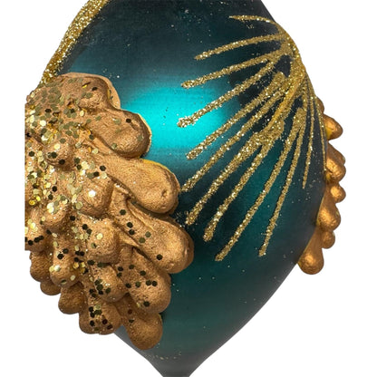 Teal Elegance Glass Finial Ornament 3.25"x3.25"x6.25" | TG