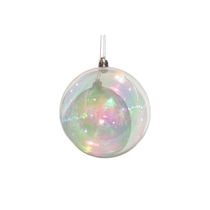 Clear Iridescent Plastic Ball Ornament 4” | LC