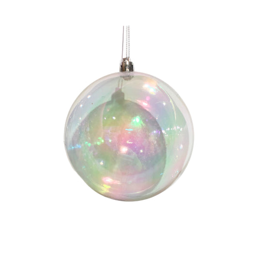 Clear Iridescent Plastic Ball Ornament 5.5” | LC