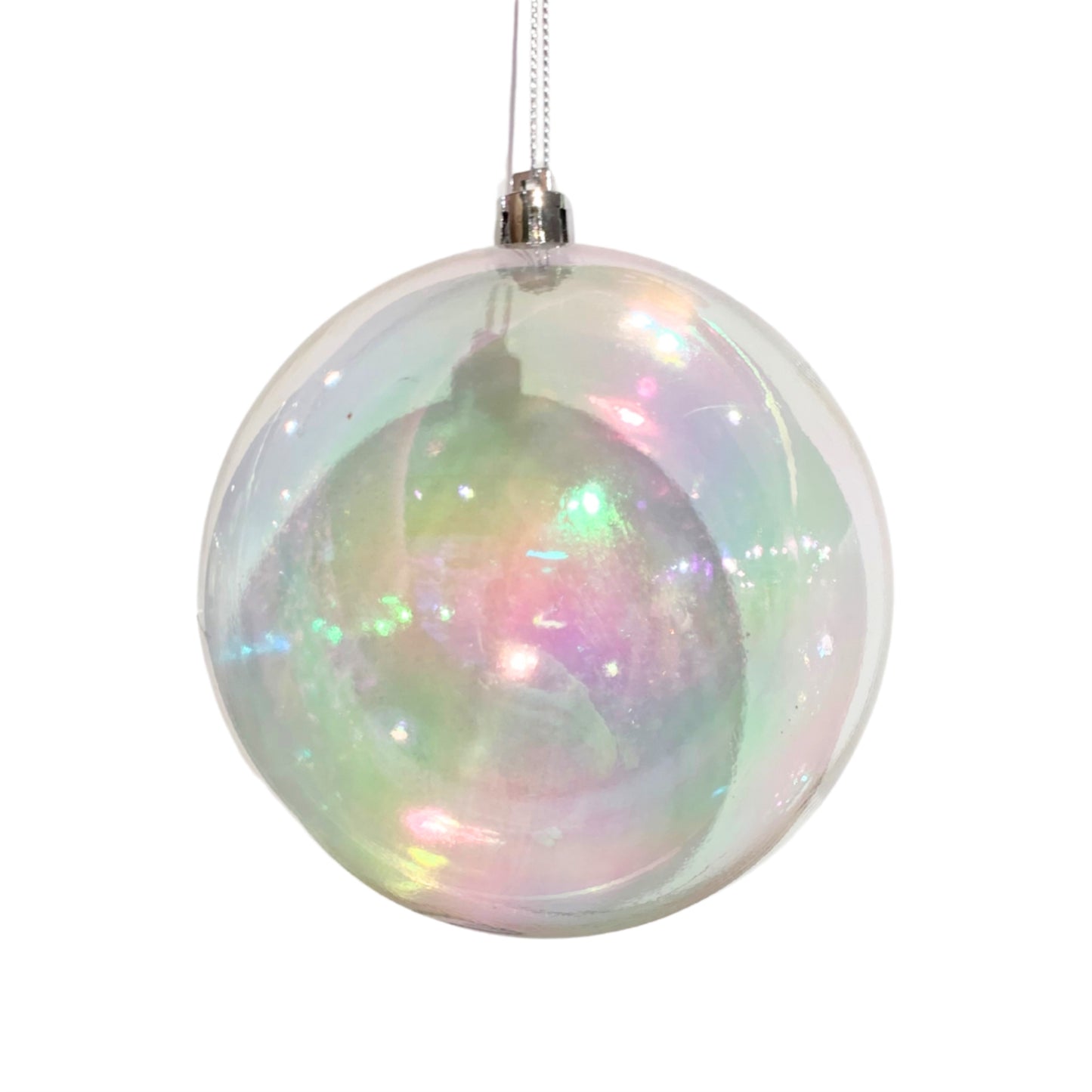 Clear Iridescent Plastic Ball Ornament 8” | LC