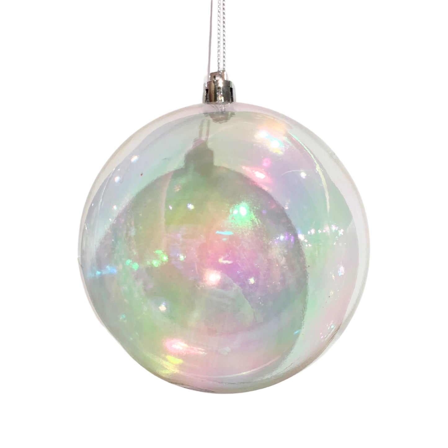 Clear Iridescent Plastic Ball Ornament 10” | LC